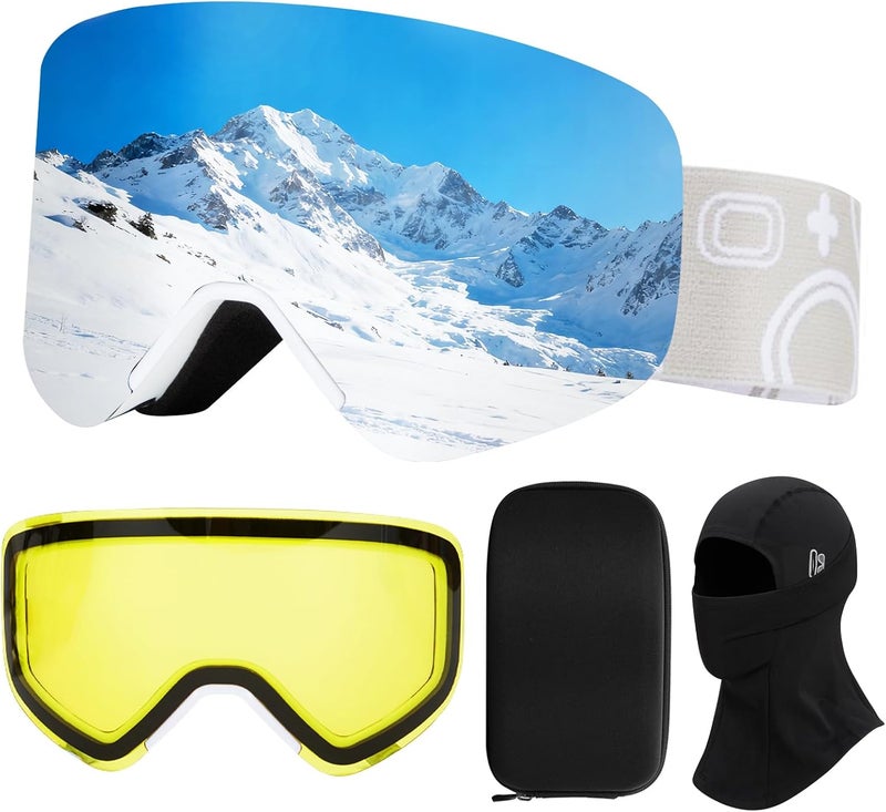 MXJ Gear Ski Goggles,OTG Snowboard Goggles Magnetic Interchangeable Lens,UV Protection Anti-fog,YH879B Snow Goggles for Men Women - Image 1